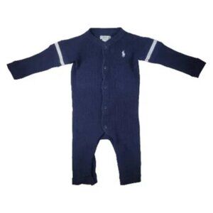 Ralph Lauren Waffle Thermal Romper Long Sleeve Size 9M